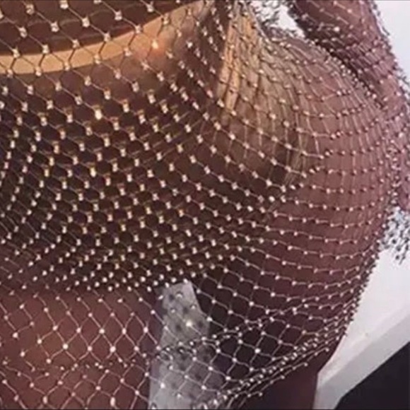 Amazon Dresses & Skirts - Rhinestone Crystal Fishnet Gold Skirt